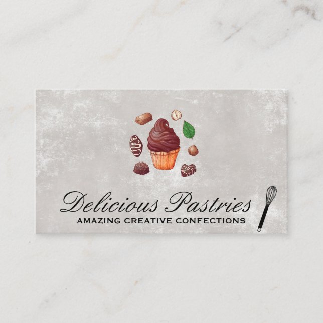 Chocolate Cup Cake and Confections | Whisk Business Card (Front)