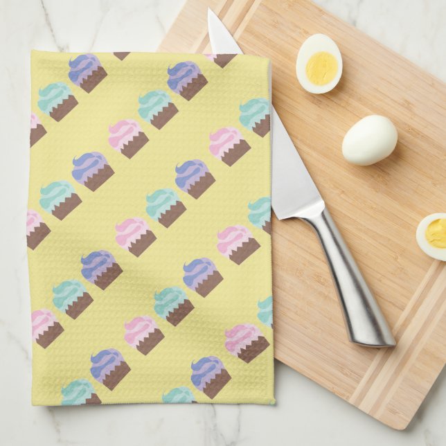 Chocolate Cupcake Baker Kitchen Tea Towel (Quarter Fold)
