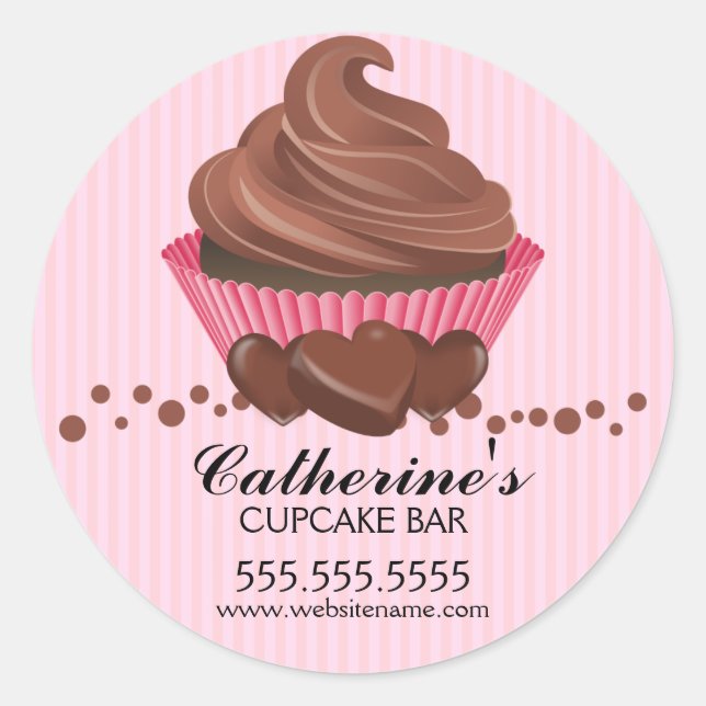 Chocolate Cupcake Bakery Box Seals (Front)
