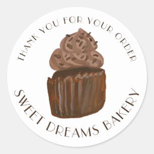 Chocolate Cupcake Catering Bakery ORDER THANK YOU Classic Round Sticker