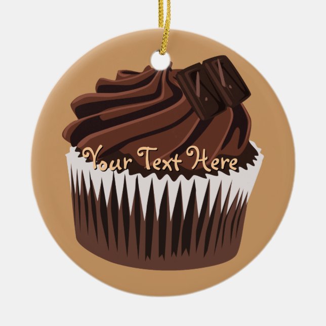 Chocolate Cupcake Ceramic Tree Decoration (Front)