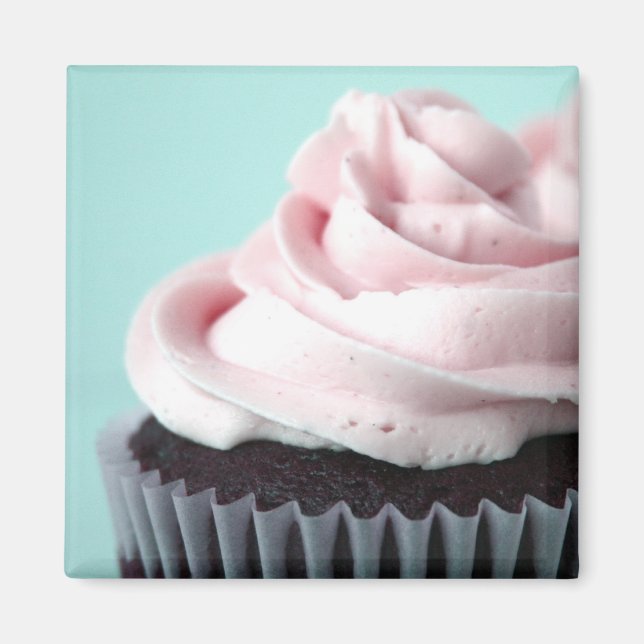Chocolate Cupcake Pink Vanilla Frosting Magnet (Front)