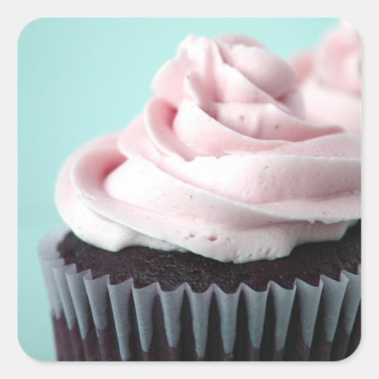 Chocolate Cupcake Pink Vanilla Frosting Square Sticker