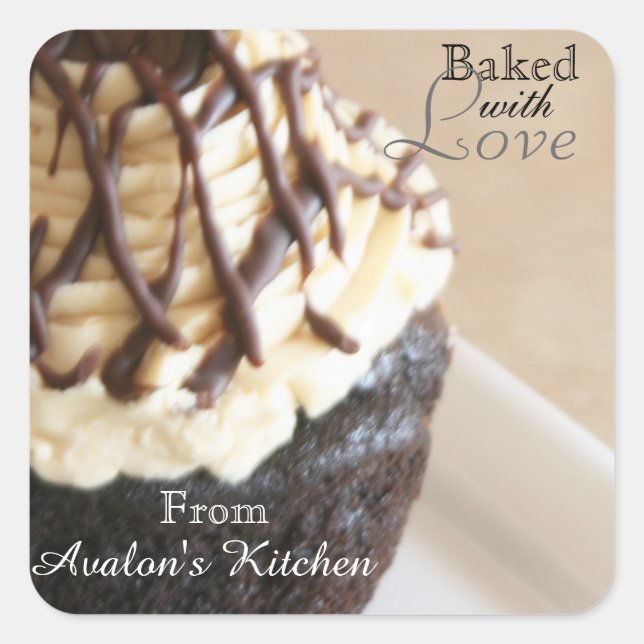 Chocolate Cupcake Square Baking Stickers (Front)