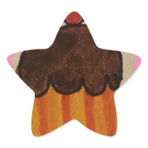 chocolate cupcake star sticker 