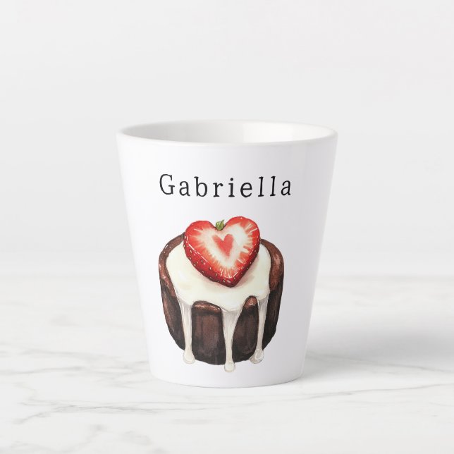 Chocolate Cupcake Strawberry Heart Latte Mug (Front)