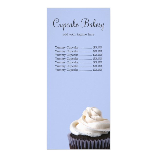 Chocolate Cupcake Vanilla Frosting Price List Rack Card (Front)