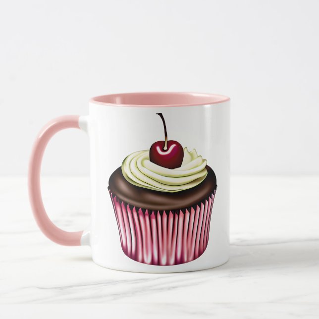 Chocolate Cupcake with a Cherry on Top  Mug (Left)