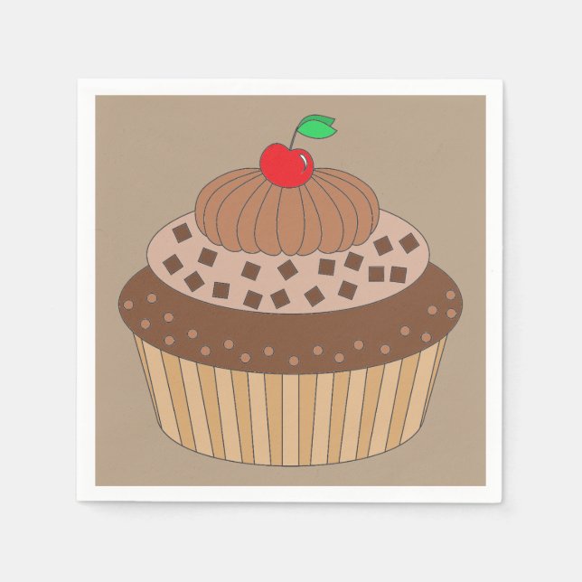 Chocolate Cupcake with Cherry on Top Napkin (Front)