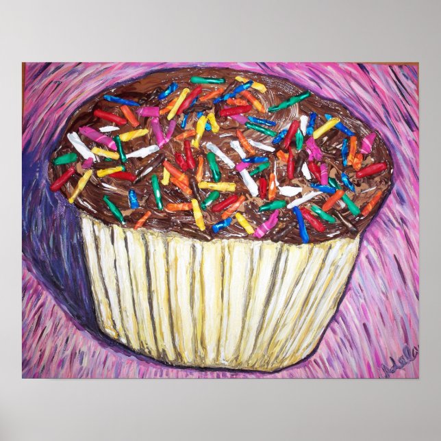 "Chocolate Cupcake With Sprinkles" Poster (Front)