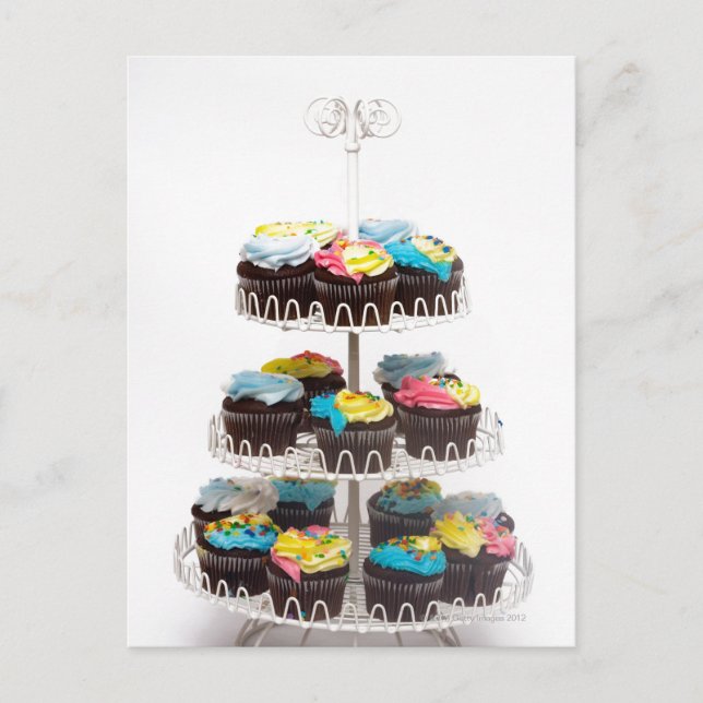 Chocolate cupcakes on a cake stand postcard (Front)