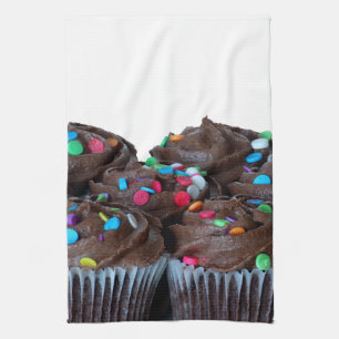 Chocolate cupcakes with sprinkles hand towel
