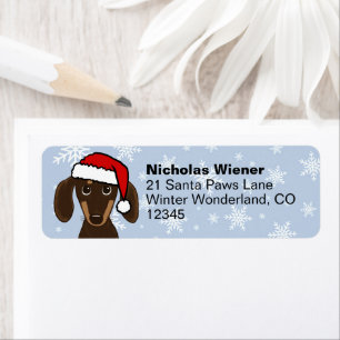 Chocolate Dachshund Christmas Dog Return Address Label