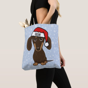 Chocolate Dachshund Santa Christmas Dog Holiday Tote Bag