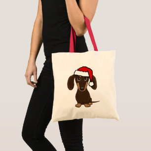 Chocolate Dachshund Santa Cute Dog Custom Tote Bag