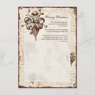 Chocolate Damask Swirl Driving Directions Hotel Enclosure Card