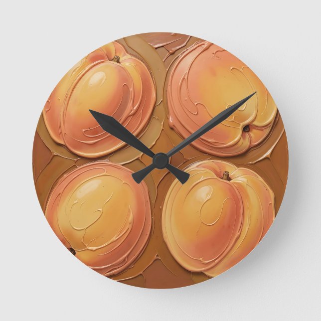 Chocolate Dipped Peaches Round Clock (Front)