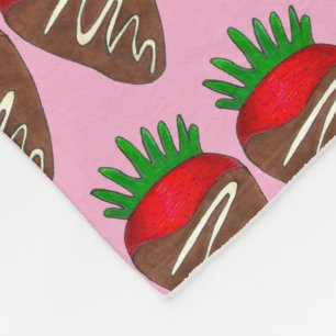 Chocolate Dipped Red Strawberry Strawberries Fruit Fleece Blanket
