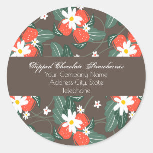 Chocolate Dipped Strawberries Business Hand Drawn Classic Round Sticker