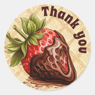 Chocolate dipped strawberry custom classic round sticker