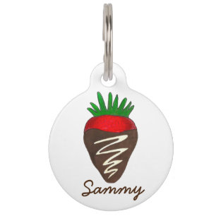 Chocolate Dipped Strawberry Personalised Foodie Pet Tag