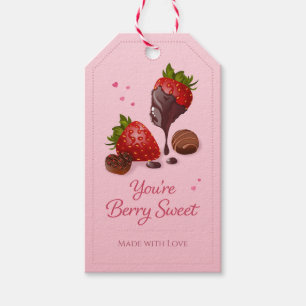 Chocolate Dipped Strawberry Pink Youre Berry Sweet Gift Tags