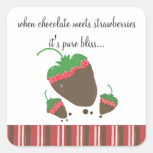 Chocolate Dipped Strawberry Saying Square Sticker