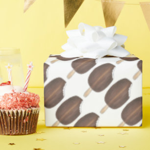 Chocolate Dipped Vanilla Ice Cream Popsicles Bars Wrapping Paper