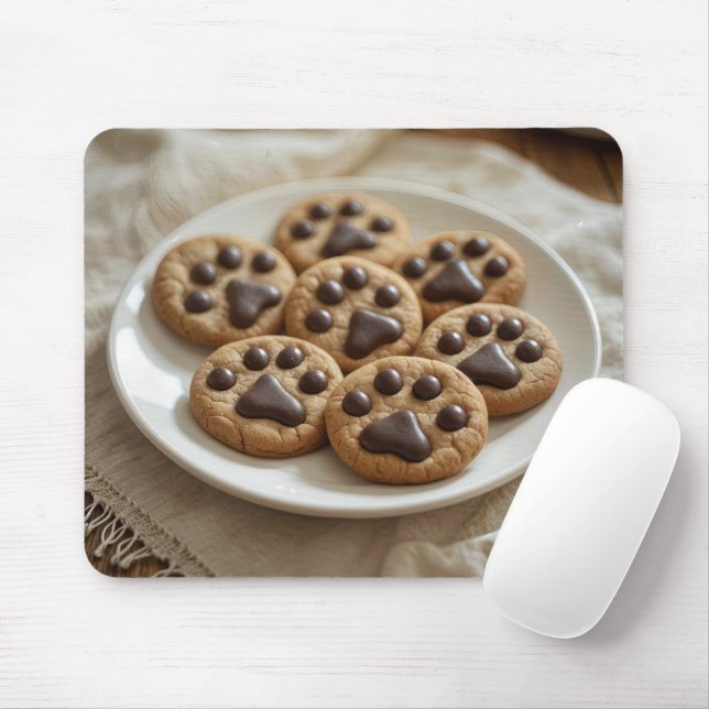 Chocolate Doggy Pawprint Cookies Mouse Pad (With Mouse)