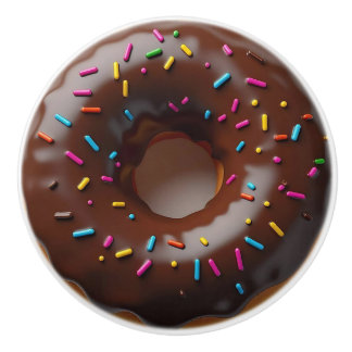 Chocolate Donut with Sprinkles Ceramic Knob
