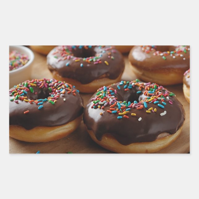 Chocolate Donuts Rectangular Sticker (Front)