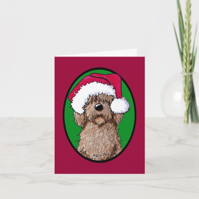 Chocolate Doodle Santa Holiday Card (Front)