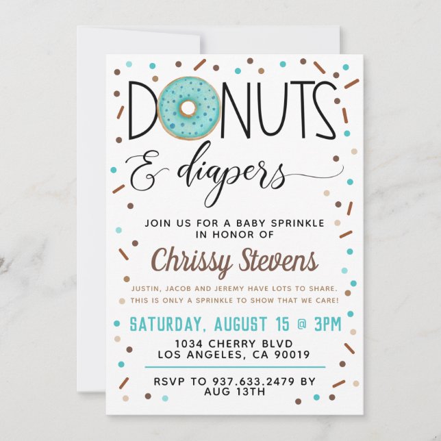 Chocolate Doughnut Baby Sprinkle Shower Invitation (Front)