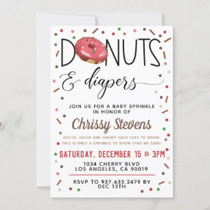 Chocolate Doughnut Baby Sprinkle Shower Invitation