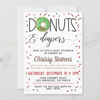 Chocolate Doughnut Baby Sprinkle Shower Invitation