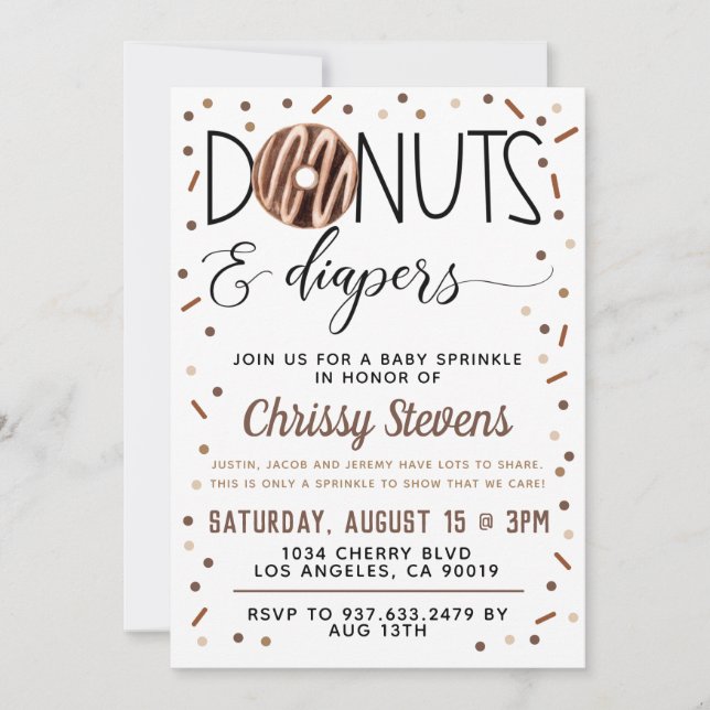 Chocolate Doughnut Baby Sprinkle Shower Invitation (Front)