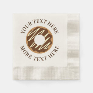 Chocolate doughnut custom party napkins for pastry