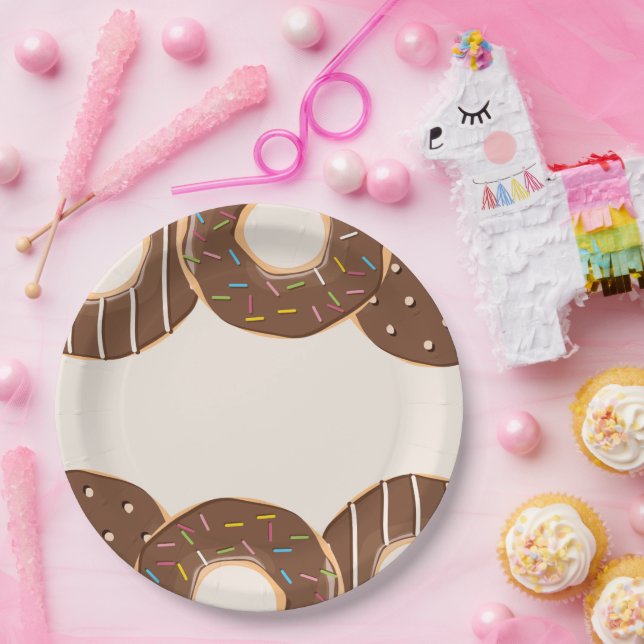 Chocolate Doughnut Delight  Paper Plate (Party)