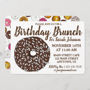 Chocolate Doughnut Doughnut Birthday Party Brunch Invitation