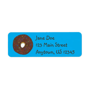 Chocolate Doughnut Doughnut Breakfast Food Sprinkl Return Address Label
