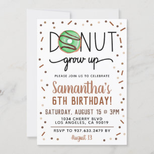 Chocolate Doughnut Grow Up Birthday Invitation