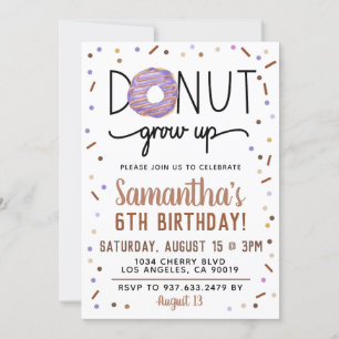 Chocolate Doughnut Grow Up Birthday Invitation