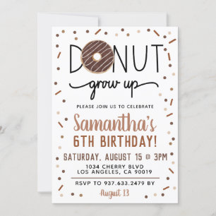 Chocolate Doughnut Grow Up Birthday Invitation