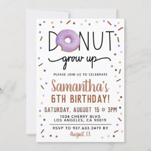 Chocolate Doughnut Grow Up Birthday Invitation