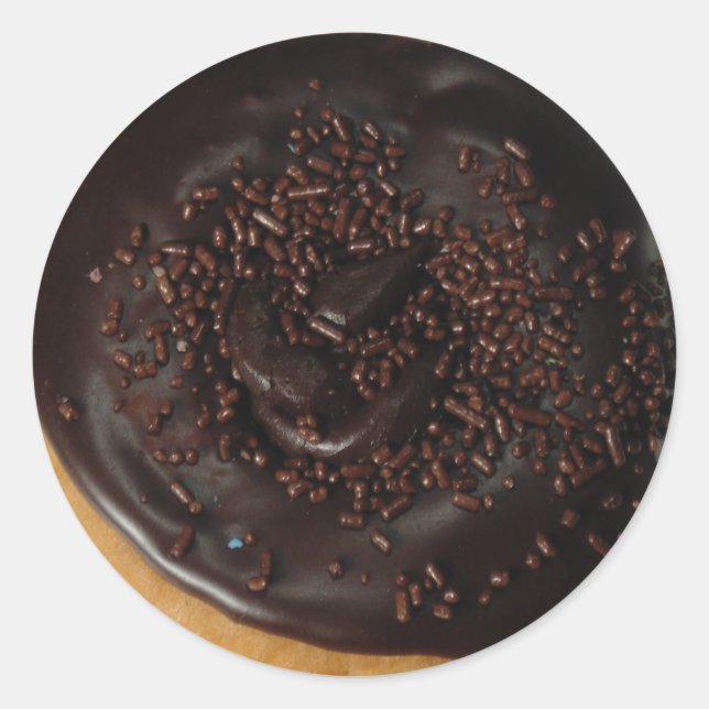Chocolate doughnut round glossy stickers (Front)