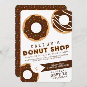 Chocolate Doughnut Shop Birthday Party Invitation