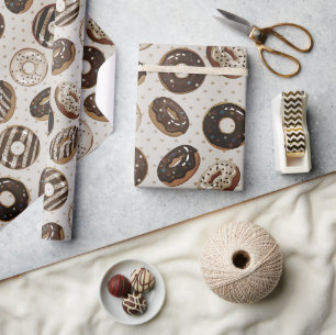 Chocolate Doughnut Sprinkle  Wrapping Paper