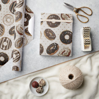 Chocolate Doughnut Sprinkle Wrapping Paper