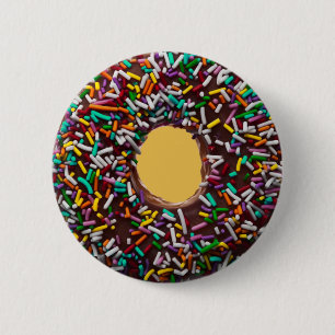 Chocolate Doughnut with colourful sprinkles 6 Cm Round Badge