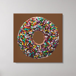 Chocolate Doughnut with colourful sprinkles Canvas Print